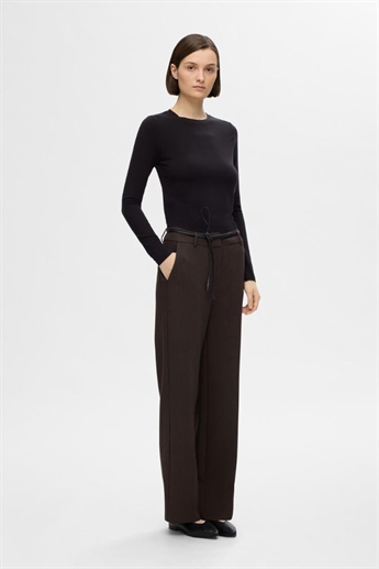 Rita Wide Pants, Coffee Bean Melange